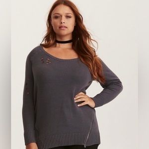 Torrid Distressed Gray Sweater - size 2